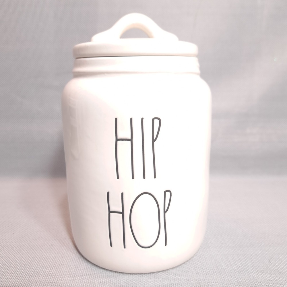 Rae Dunn "HIP HOP" Easter Ceramic Canister Jar With Lid Large Approx 7 "